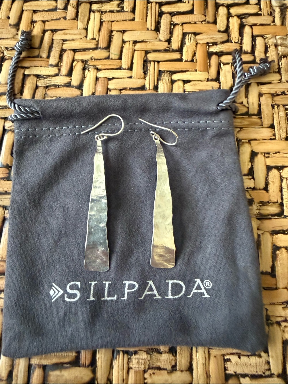 Silpada Silver Hammered Long Drop Earrings